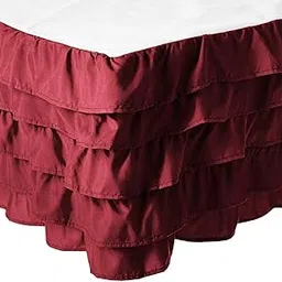 Elegant Comfort Luxurious Premium Quality 1500 Thread Count Wrinkle and Fade Resistant Egyptian Quality Microfiber Multi-Ruffle Bed Skirt - 15inch Drop, California King, Burgundy-picture-12