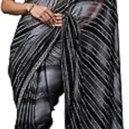trendmalls Women's Chiffon Siroski Work Saree with Unstitch Blouse Piece-picture-26