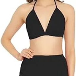 erotissch /Aoba Women's Halter Neck Solid Bikini Set for Beachwear, Made of Nylon, Bra & Skirt Co-Ord Set for Swimwear, Lightweight, Breathable, Stylish Top & Skirt Set for Pool,Vacation & Resort Looks-picture-10