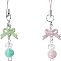 fianoeir 2Pcs Phone Charm Keychain Bow Lily Of The Valley Pendant Heart-Shaped Lanyard Suitable For Mobile Phones Keychains Bags-picture-16