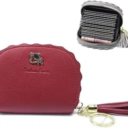 momisy PU Leather Women's Credit Debit Card Holder Money Wallet Purse Clutch (20 Slots Maroon)-picture-10