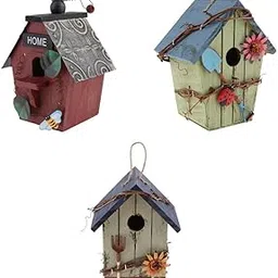 CALANDIS™ 3Pcs Country Cottages Wood Bird House Hanging Birdhouse Condo Garden Decor | Birdhouses | Bird & Wildlife Accessories | Yard, Garden & Outdoor Living-image-61