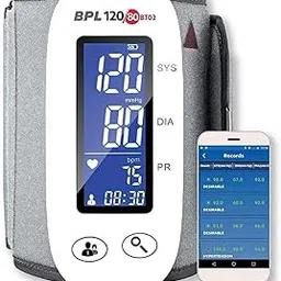 BPL Medical Technologies BPL 120/80 BT-02 Bluetooth Enabled Arm Type Blood Pressure Monitor with Tubeless Technology (White) image 1