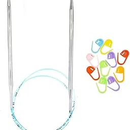 addi Knitting Needles Circular Original Turbo Blue Cord 20 inch (50cm) US 07 (4.5mm) Bundle with 10 Artsiga Crafts Stitch Markers-picture-28