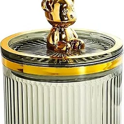 LICHTS Makeup Cotton Swab Ball Pad Holder with Lid for Bathroom Countertop Desktop Green-picture-11