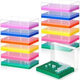 Kingdder 12 Pcs PCR Tube Rack for 0.2ml Micro-Tubes 96 Holes 8 x 12 Array PCR Tube Racks with Lid for Laboratory Industrial Use, Yellow/Blue/Green/Purple/Orange/Pink-image-25