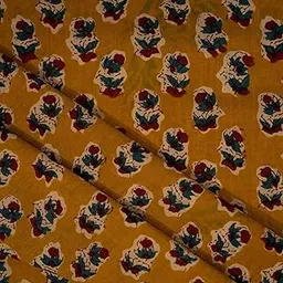 Floral Hand Block Printed Running Fabric | Natural Dyed Dress Materiel | Jaipuri Printed Materiel | 100% Cotton Salwar Suit Dress Material | Sanganeri Print Fabric (Yellow Booti, 2.5 Meters)-picture-50