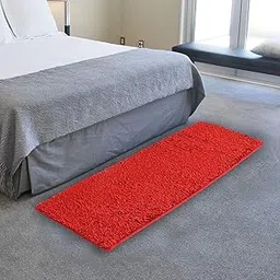 Shaggy Velvet Bed Side Runner - 55"x22"x0.4" (Red)-picture-17