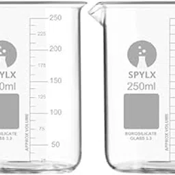 SPYLX Borosilicate 3.3 Glass Beakers Graduation Marks - 250 ml, Pack of 2 Great for scientific experiments and classroom activities Detailed, easy-to-read scale for precise measurements.-picture-14
