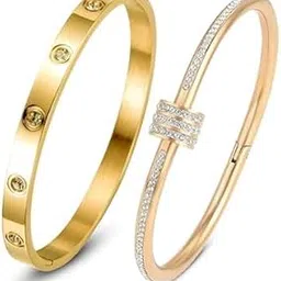 meenaz bracelet for women Stylish Bangles for women Adjustable Anti Tarnish Bracelet for girls rose gold Kada for Women Accessories Anti Tarnish Jewellery Stainless Steel Cuff Bracelet gifts Combo-picture-39