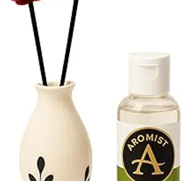 Aroma Floral Ceramic Reed Diffuser|Lemongrass scent 1 Reed Bottle 1 Reed Oil 2 Reed Flowers 6 Reed Sticks-picture-15