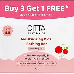 CITTA Moisturizing Kids Bathing Bar for Sensitive Skin | Kids Bathing Bar | Cleansing & Moisturizing | 100% Soap Free, Tear-Free | pH balanced | Enriched With Olive Oil & Vitamin E | Infused With IFRA-Certified Cherry Fragrance | Prevents Post-Bath Dryness | 75 gm | Pack of 4-picture-35
