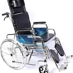 Smart Care® Lightweight Durable Recliner Portable Wheelchair (WITH COMMODE)-picture-44