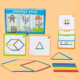 24pcs Wooden Rainbow Stick Toys - Popsicle Stick Along with Shapes. Identify The Colors, Shapes and Size for Kids and Toddlers Suitable for Return Gift-image-26