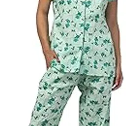 night pleaser Women’s Cotton Printed Night Suit Set | Comfortable Shirt & Pyjama with Collar Neck | Relaxed Fit Stylish Sleepwear-picture-30