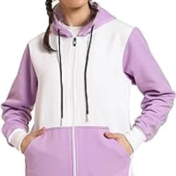 dogman Women Regular Contrast Zipper Cotton Fleece Hoodie with 2 Pockets-picture-10