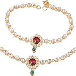i jewels Gold Plated Traditional Kundan Payal Anklets Jewellery for Women-picture-18