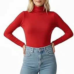 kkaish- Stylish High Neck Cotton Blend Tees/T-Shirt/Tops with Full Sleeves for Women-picture-50