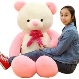 Ksar Pink White Color Teddy Bear 4 Feet Large Big Soft Plush Giant Stuffed Animal Toy for Girls, Girlfriend, Baby Shower, Birthday, Valentine’s Day Gift (Pink White/121cm) image 1