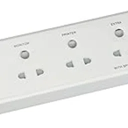 Anchor by Panasonic 20518 Plastic 4 Way Shutter Socket Surge Protector with Single Switch (White) image 1