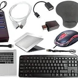 Anjo 11 in 1 Combo of Wired Keyboard & Mouse, Mouse Pad with Wrist Support, USB Hub 2.0, Cleaner, OTG Micro & C, Extension Cable, LED, Laptop Trackpad Lamination, Laptop Lid Lamination-picture-51