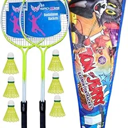 SPO-ZONE Badminton Set with 2 Rackets, 6 Yellow Shuttlecocks and Carry Cover, Green-picture-10