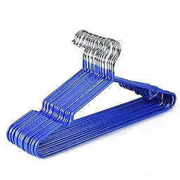 Vastra Blue Color Non Slip Wire Metal Coat Hanger Clothes Hangers, Strong Coat Hanger, Slim Shirt Hangers, Metal Hangers with notches, (10pack)-picture-51