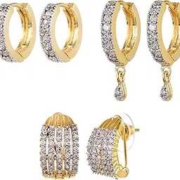 youbella Jewellery Gifts Stylish Latest Traditional Ear rings Gold Plated Combo of Studs and Hoops Earrings Set for Girls and Women-picture-34