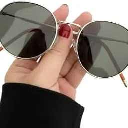 black eagle Ponderable Classic Round Metal Sunglasses for Men & Women | UV400 Protection | Vintage Retro Style | Lightweight Unisex Sun Glasses for Driving & Outdoor (Gold-Black)-picture-35