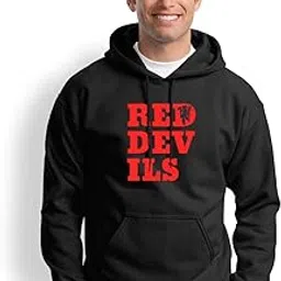 Unisex red Devil Manchester United Hoodie |Football Hoodie| Cotton Hoodie | Sweatshirt Hoodie| Black-image-1