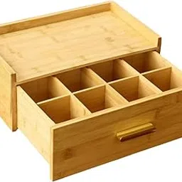TRENDIVIBE Wood Tea Bag Organizer Grid Tea Station Chest for Countertop Office Festival-picture-18
