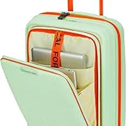 nasher miles Capri Hard-Sided Polypropylene Cabin Luggage with Laptop Compartment 20 inch | 55cm | 8 Wheels Small Trolley Bag for Travel | Suitcase (Mint Green & Orange)-picture-30