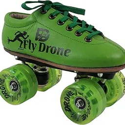 High Speed Quad Shoe Skates for Professional & Intermediate Users Fitted with 7mm 2RS Bearings and 65mm PU Wheels for All Age Groups Boys & Girls (Green-1 UK (Foot Length 21 Cms))-image-28