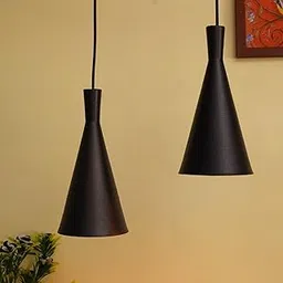 Homesake Modern Black Metal Pendant Lights - Industrial Style Hanging Cone Lamps for Living Room, Dining Room, Kitchen, Adjustable Cord, LED Compatible, Trendy Home Decor Lighting Fixtures - Set of 2-image-20