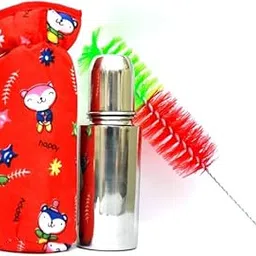 TRIKUTA Stainless Steel Baby Feeding Bottle, Or Brush for Milk and Drinks with Silicon Nipple with Cover, 240 ML for One Month Baby and Above, No Leakage No Plastic BPA Free Bottle-picture-26