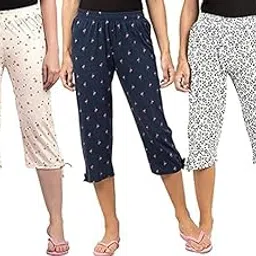 ragini v RAGINI Women's Cotton All Over Print Nightwear Capris Pack of 3-picture-22