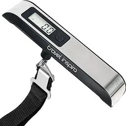 Travel inspira Luggage Scale, Portable Digital Hanging Baggage Scale for Travel, Suitcase Weight Scale with Rubber Paint, 110 Pounds, Battery Included(Stainless Steel, Black)-picture-12