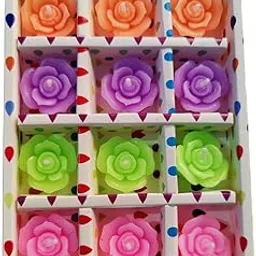 N Dim Candles - Rose Flower Design Floating Candle, Decorative Diwali Candles, Smokeless Candle for Diwali, Wax Candles- Set of 12 (Assorted Color)-picture-10
