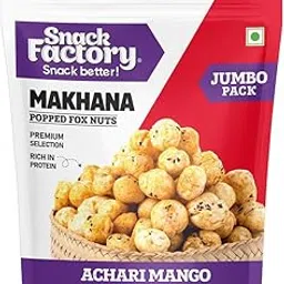 Snack Factory Makhana (Achari Mango, 62gm) | Roasted Makhana for Healthy Snacking | No Preservatives | Resealable Packaging | Flavored Makhana - Perfect for guilt-free snacking!-image-2
