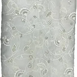 jogi re Elegant Organza fabric White Dyeable Dupatta, Which designed with embroidery sequin work in free flowing vine alongwith floral Pattern throughout-picture-50
