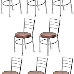 RATISON Office Visitor Study Chair Home Restaurant Multipurpose with a Leather Cushion Steel Chrome Chair with Ring (Brown, 8)-image-47