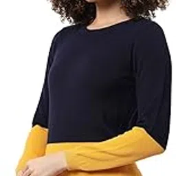 campus sutra Women's Black & Yellow Colour-Blocked Regular Fit Sweater for Winter Wear | Round Neck | Full Sleeve | Woolen Sweater | Casual Jacket for Woman & Girl | Western Stylish Jacket for Women-picture-10