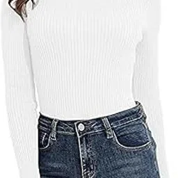 Women's Ribbed Turtleneck Top – Full Sleeve High Neck Winter T-Shirt | Slim Fit Casual Stylish Stretchable Top-picture-14