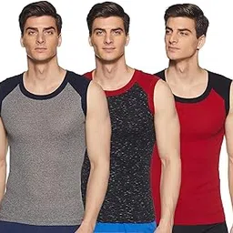 sporto Men's Cotton Solid Multicolors Square Neck Sleeveless Gym Vest - Pack of 3 (1021)-picture-40