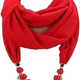 vinson Plain Design Necklace Scarf For Women & Girls Fashion Pearl Necklace Wrapped Chiffon Scarf-picture-24