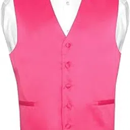 vesuvio napoli Men's Dress Vest & Bowtie Solid HOT Pink Fuchsia Color Bow Tie Set for Suit Tux-picture-14