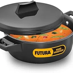 Hawkins Aluminium Futura 2 Litre Cook N Serve Bowl, Hard Anodised Saucepan and Lid, Sauce Pan for Cooking, Black Bowl for Serving, Black (Iacb20),Polished, 2 Liter-image-63