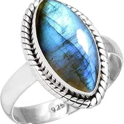 Amethyst, Pearl, Crystal, Lapis Marquise Handmade Ring Genuine 925 Sterling Silver Boho Natural Gemstone Jewelry For Women-image-20
