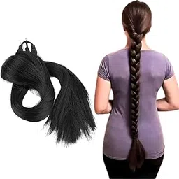 Artificial Fake Long Extensions Hair for Women & Girls - Savaram Gangawan Cataram Sadaraa Paranda Choti False Nakli Hair Braid Attachment for Ladies - (Natural Black, 14 inch Long)-picture-33