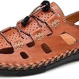 zhnshm Men's Fisherman Sandal Swiftwater Leather Water Shoes, Black Sporty Outdoor Sandal Shoe Whisper Summer Swiftwater Mesh Soft-picture-14